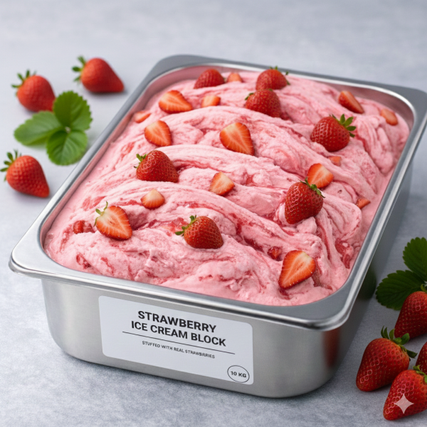 Gemini_Generated_Image_5s27kl5s27kl5s27 بوظة سادة فراولة قالب 10 لتر.Strawberry Ice Cream Block 10 L