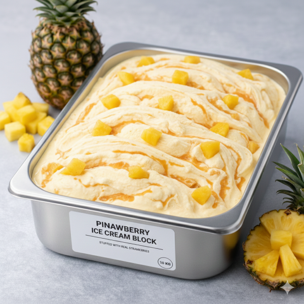 بوظة سادة اناناس قالب 10 لتر.Pineapple Ice Cream Block 10 L