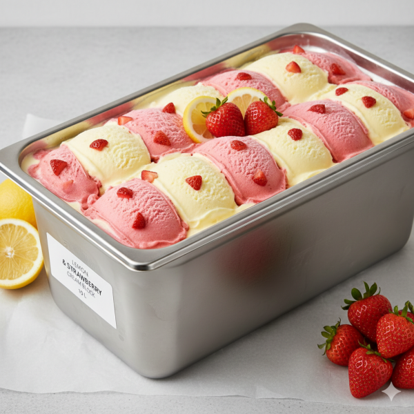 بوظة سادة ليمون وفراولة قالب 10 لتر.Lemon & Strawberry Ice Cream Block 10 L