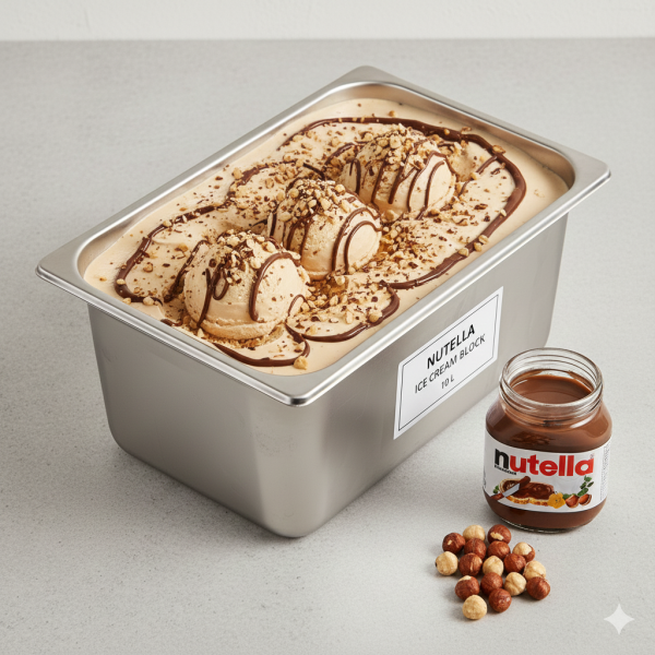 بوظة محشي نوتيلا قالب 10 لتر.Nutella Stuffed Ice Cream Block 10 L