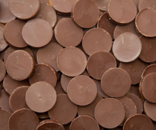 شوكولاتة قروش حليب للتذويب 1 كيلو.Milk chocolate coins 1 KG
