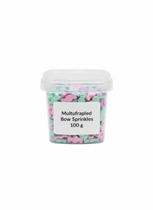 سكاكر سبرينكلز ببيونة ملوّن 100 غرام.Multicolored Bow Sprinkles 100 g