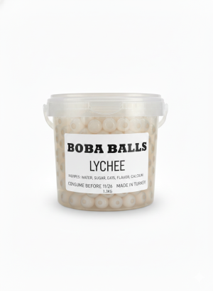 بابلز تي بطعم الليتشي علبة 1.3 كيلو.Lychee Flavored Bubbles Tea – 1.3kg Box