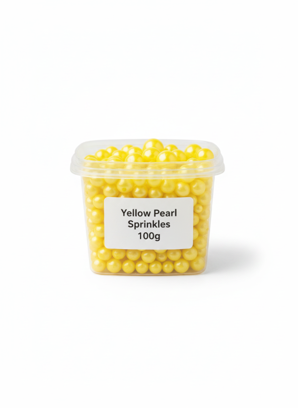 سكاكر سبرينكلز لولو اصفر 100 غرام.Yellow Pearl Sprinkles 100 g