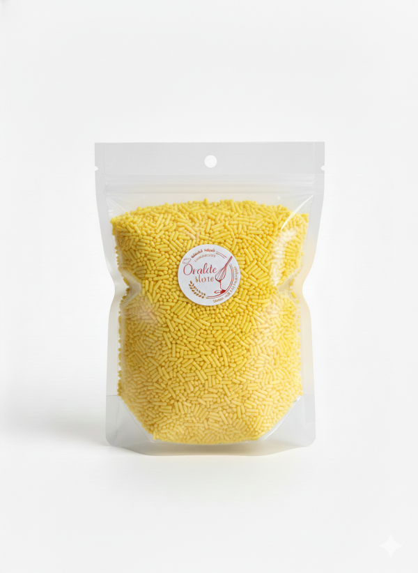 مزرا ملوّن اصفر 1 كيلو.Yellow Colored Nonpareils 1 kg