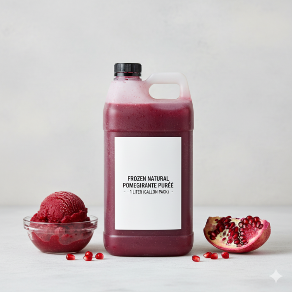 رمان طبيعي مفرز جلن 1 لتر.Frozen Natural Pomegranate Purée – 1 Liter (Gallon Pack)