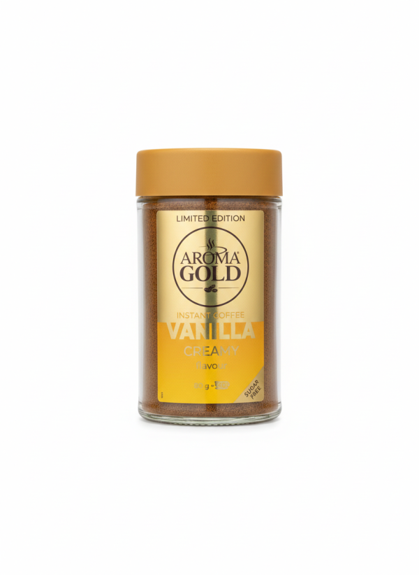 Gemini_Generated_Image_ycevl9ycevl9ycev نسكافيه اروما جولد بطعم الفانيلا بدون سكّر.Nescafé Aroma Gold Vanilla Flavor – Sugar-Free