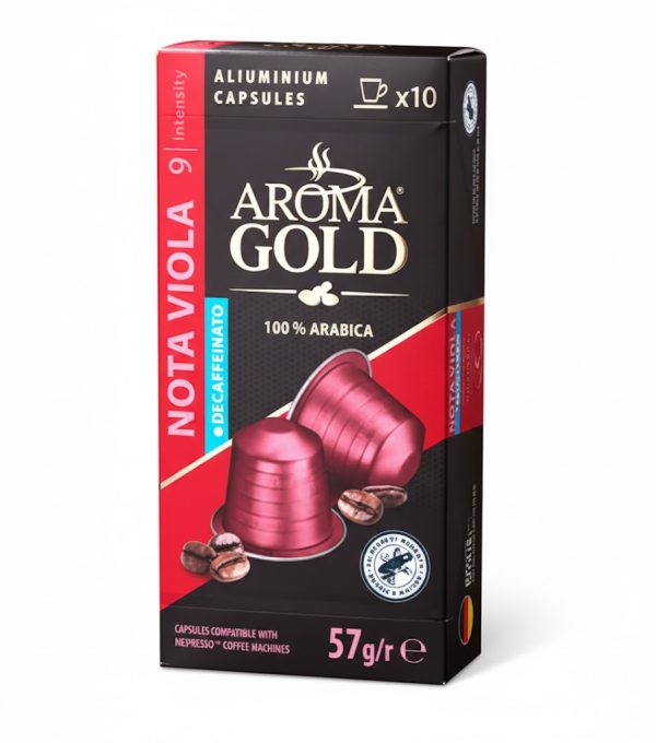 كبسولات قهوة أرومـا جولد نوتا فيولا منزوعة الكافيين – 57 غرام.Coffee capsules AROMA GOLD Nota Viola Decaffeinato, 57 g