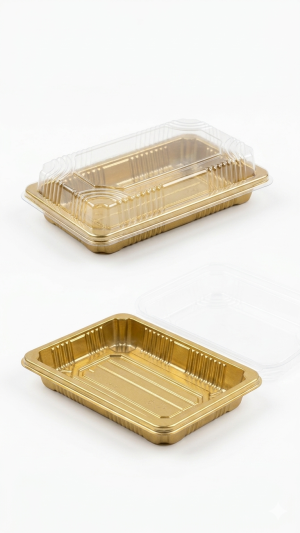 علب سوشي مستطيل صغير ذهبي\ اسود.Small Rectangular Sushi Boxes – Gold/Black