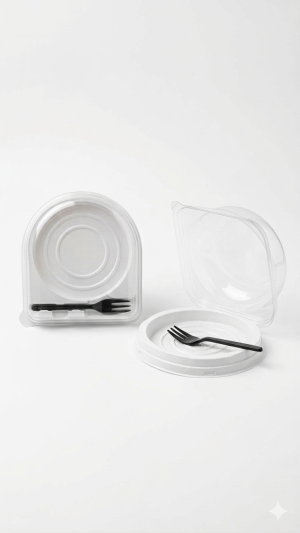 علب تشيز كيك مدور غطاء شفاف مع شوكة.Round Cheesecake Boxes with Clear Lid and Fork1,25