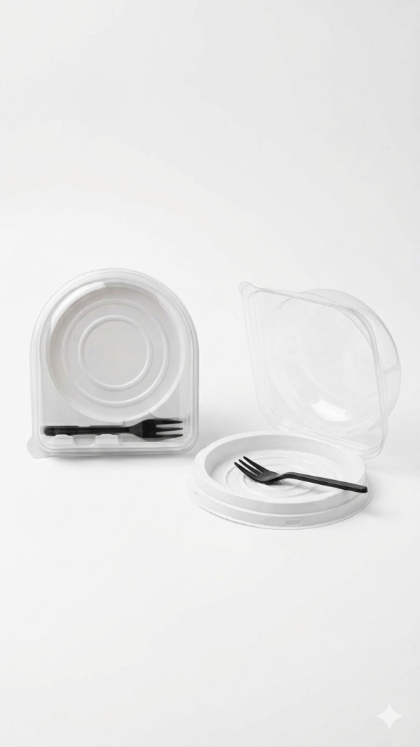 علب تشيز كيك مدور غطاء شفاف مع شوكة.Round Cheesecake Boxes with Clear Lid and Fork1,25