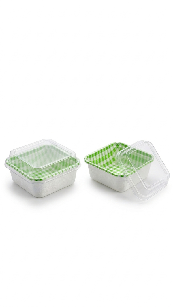 Gemini_Generated_Image_p8q8i2p8q8i2p8q8 علب بلاستيك مربع اخضر مع غطاء شفاف.Green Square Plastic Boxes with Clear Lid