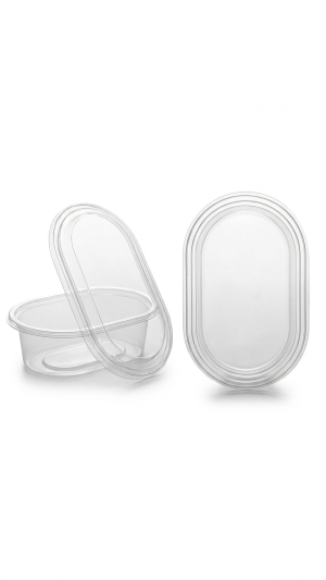 علب بلاستيك بيضاوي مع غطاء شفاف.Oval Plastic Boxes with Clear Lid