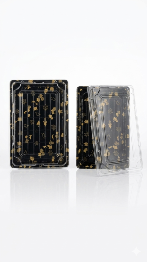 علب سوشي مطبوع مطبوع عصافير مستطيل كبير.Large Printed Bird Design Rectangular Sushi Containers