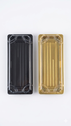 علب سوشي مستطيل وسط ذهبي\ اسود.Medium Rectangular Sushi Containers Gold / Black